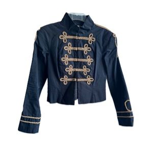 BB DAKOTA *Rare* Military Jacket Blazer Black Gold Embroidery Cotton Small